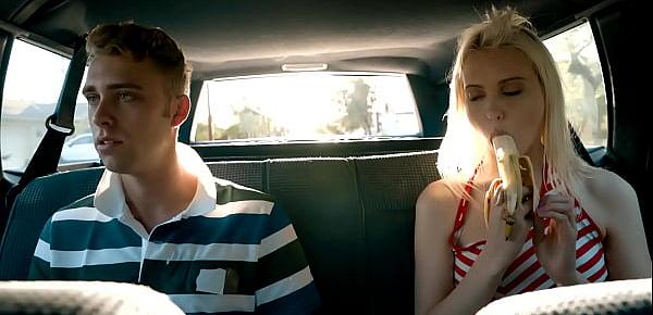  Stepsiblings Chloe Cherry sex in the back of the car with the parents in the front